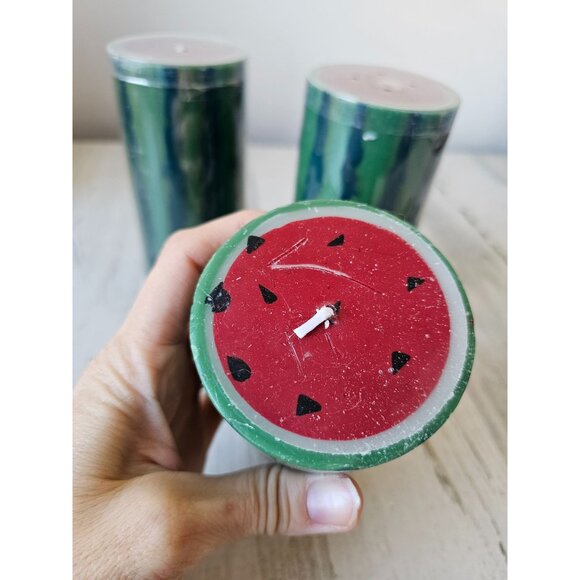 Pier 1 watermelon candle spring set unique food fruit - Picture 3 of 7